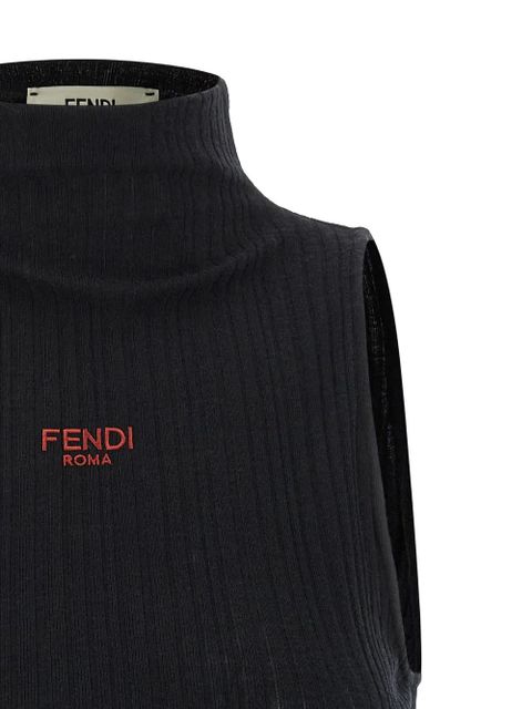 FENDI ruffled high-neck top - Black