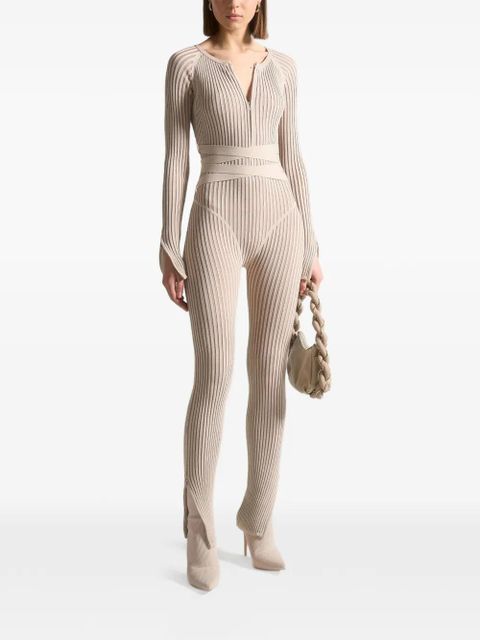 Manière De Voir knitted tie jumpsuit - Neutrals