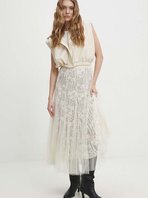 Answear.LAB kamizelka kolor beżowy jednorzędowa