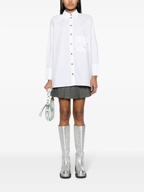 GANNI raglan-sleeved organic cotton shirt - White