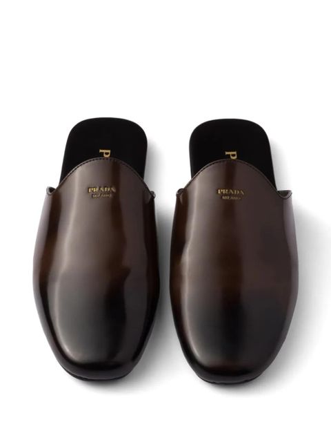 Prada brushed-leather slippers - Red - zdjęcie produktu nr 2