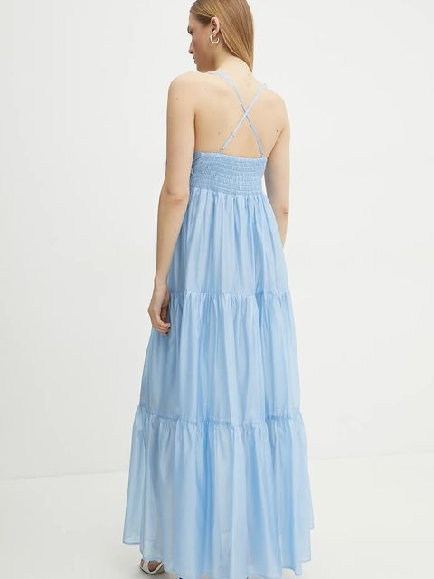 ERMANNO Firenze sukienka kolor niebieski maxi rozkloszowana 56TQ029ES3