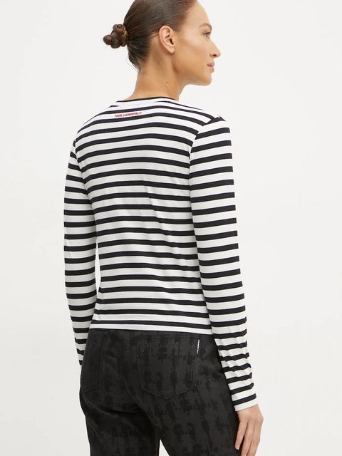 Karl Lagerfeld longsleeve bawełniany IKON kolor czarny A1W17137