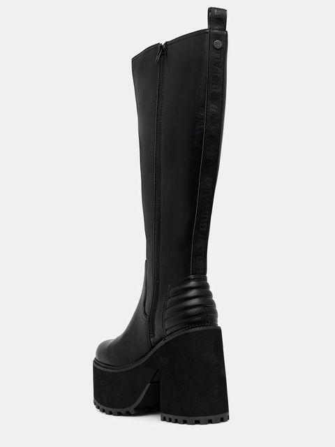 Buffalo kozaki Killah Hi Zip damskie kolor czarny na słupku 1220079-BLK