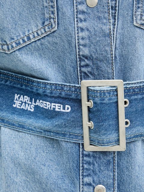 Karl Lagerfeld Jeans koszula jeansowa damska kolor niebieski regular z kołnierzykiem klasycznym A4W11003
