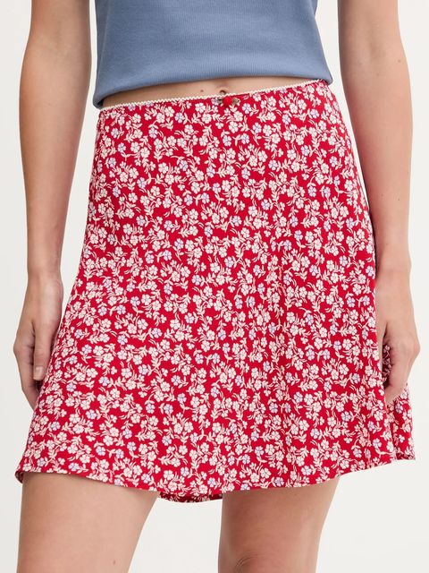 Tommy Jeans spódnica kolor czerwony mini rozkloszowana DW0DW20981 - zdjęcie produktu nr 1