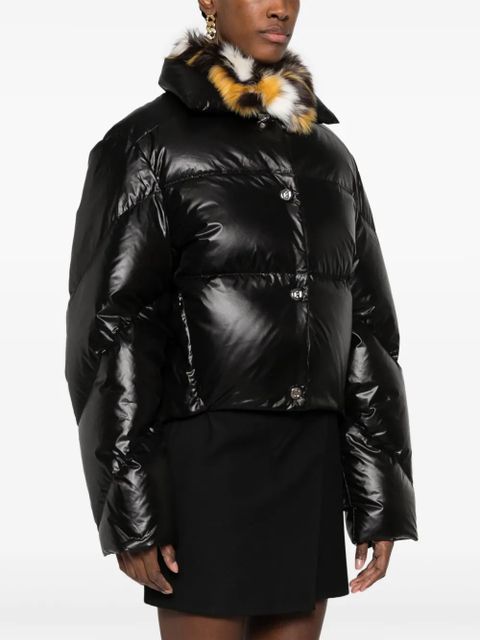 Rabanne leopard-print quilted puffer jacket - Black