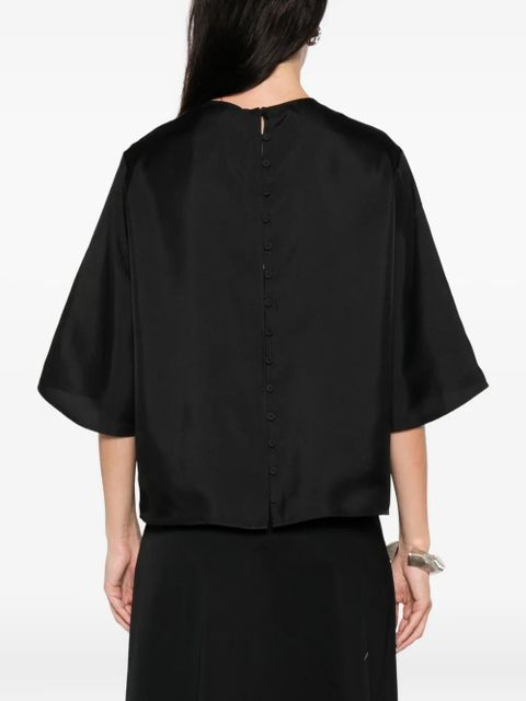 Róhe short-sleeve silk top - Black