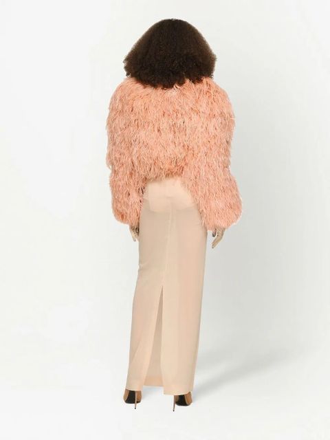 Dolce & Gabbana KIM DOLCE&GABBANA feather-trim bolero jacket - Orange