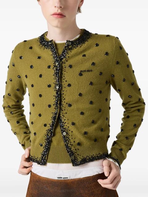 Miu Miu embroidered-details cardigan - Green
