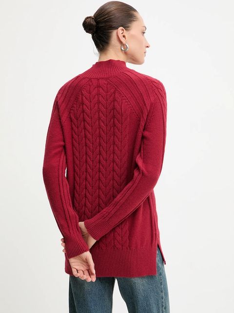 Answear.LAB sweter z kaszmirem damski kolor czerwony z półgolfem