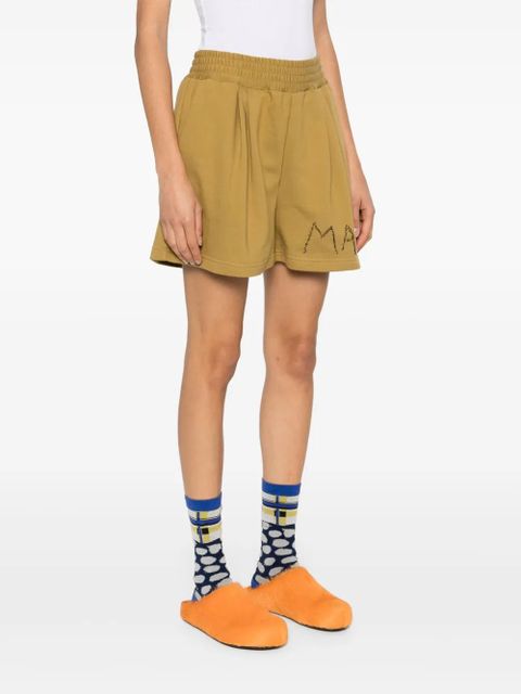 Marni logo-embroidered track shorts - Yellow