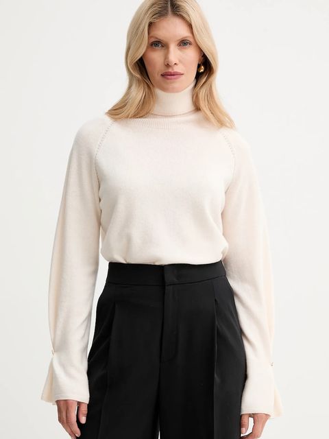 Fracomina sweter wełniany damski kolor pomarańczowy lekki z golfem FR25WT7013K47301 - zdjęcie produktu nr 1