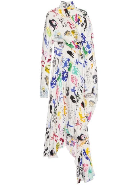 Balenciaga artist doodles twisted dress - White