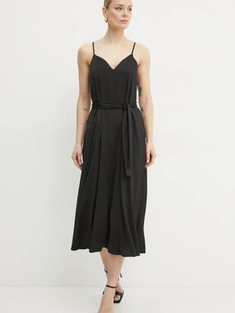 Armani Exchange sukienka kolor czarny midi rozkloszowana XW000153 AF10840