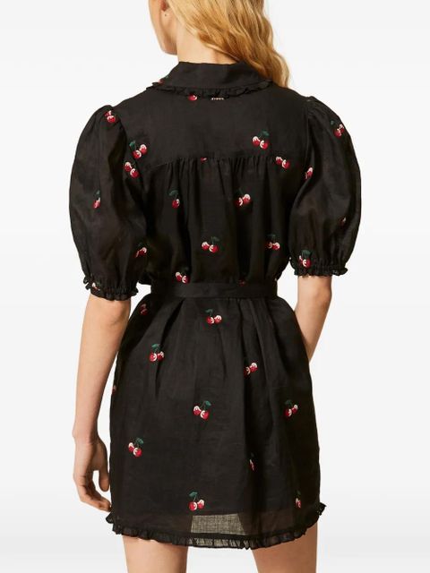 TWINSET embroidered ruffled dress - Black
