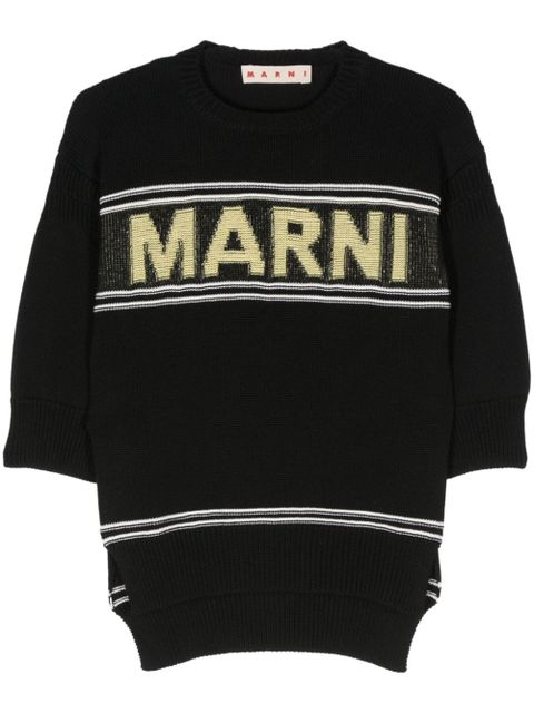 Marni intarsia-knit logo cotton jumper - Black - zdjęcie produktu nr 1