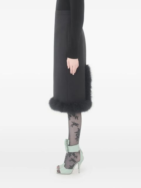 Valentino Garavani Crepe Couture skirt with feathers - Black