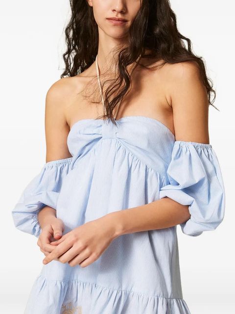 TWINSET pinstripe off-shoulder dress - Blue