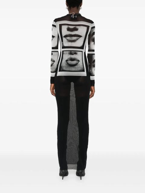 Jean Paul Gaultier face-print mesh maxi dress - Black - zdjęcie produktu nr 2