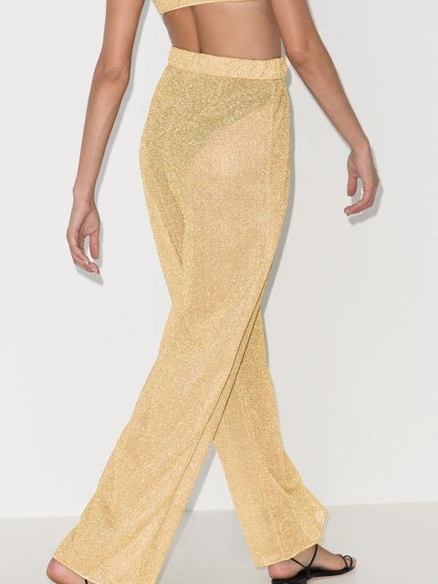 Oséree Lumière metallic wide leg trousers - Gold