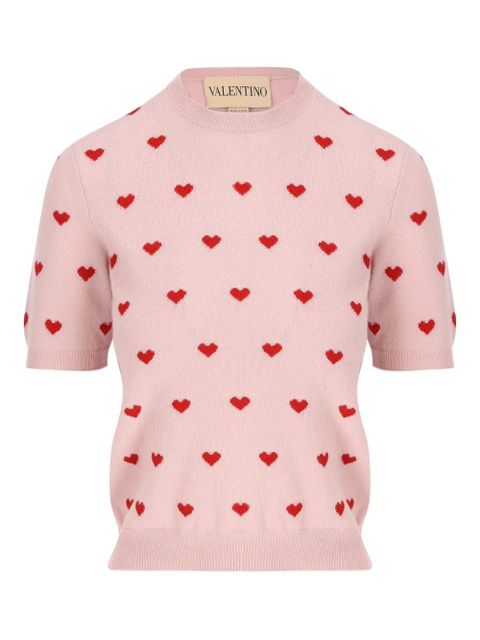Valentino Garavani heart-pattern short-sleeve sweater - Pink - zdjęcie produktu nr 1