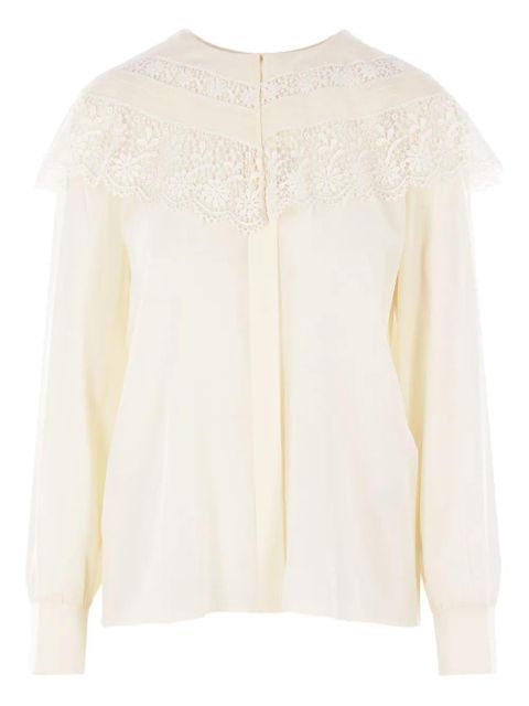 Chloé lace-trimmed silk top - White - zdjęcie produktu nr 1