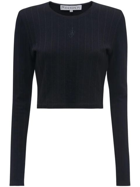 JW Anderson Anchor-embroidered cropped top - Black - zdjęcie produktu nr 1