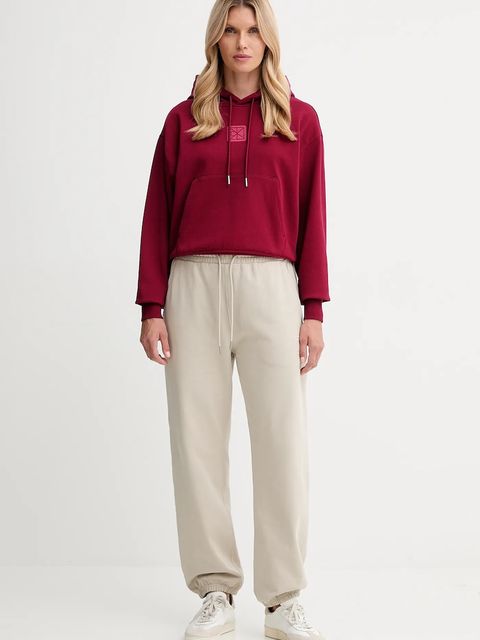 Calvin Klein bluza damska kolor bordowy z kapturem gładka LV044D204G - zdjęcie produktu nr 2