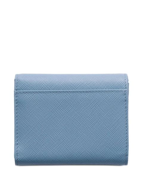 Prada small triangle-logo leather wallet - Blue