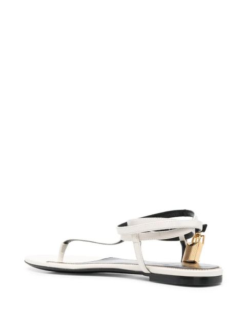 TOM FORD Padlock flat sandals - White