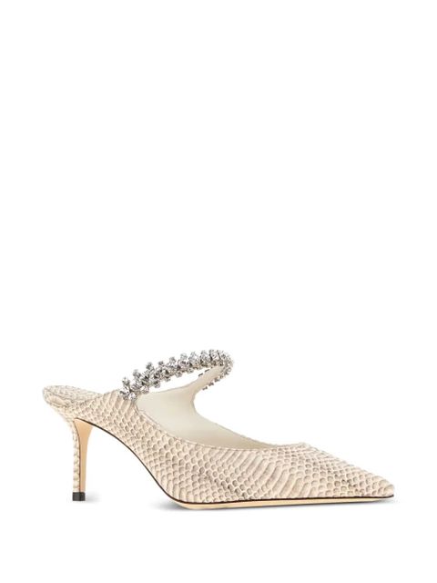 Jimmy Choo 65mm crystal-embellished snakeskin mules - Neutrals - zdjęcie produktu nr 2