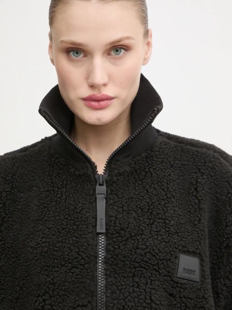 Rains kurtka Kofu Fleece Short Jacket T2 kolor czarny przejściowa 19950-01