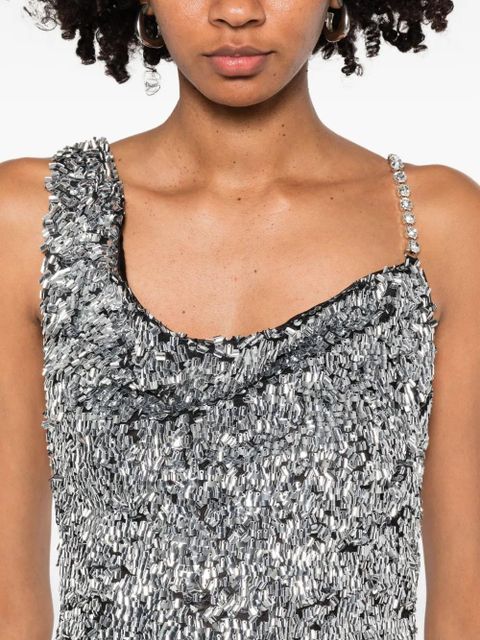 AREA sequin-embellished one-shoulder dress - Silver