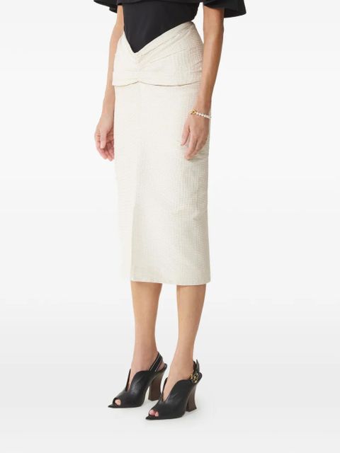 Lanvin ruched-detail midi skirt - Neutrals