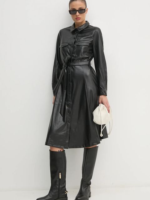 OUI sukienka kolor czarny mini rozkloszowana 90635