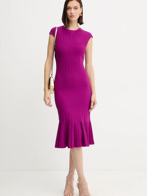 Herve Leger sukienka Bridget kolor fioletowy midi rozkloszowana DGR8535468 - zdjęcie produktu nr 2