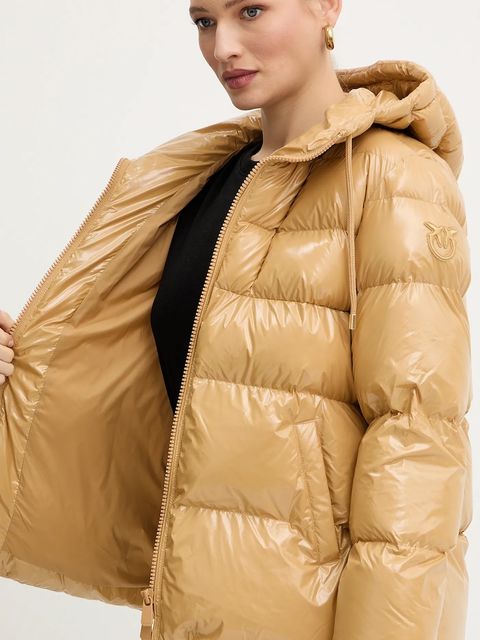 Pinko kurtka kolor beżowy zimowa 101597 A2P7