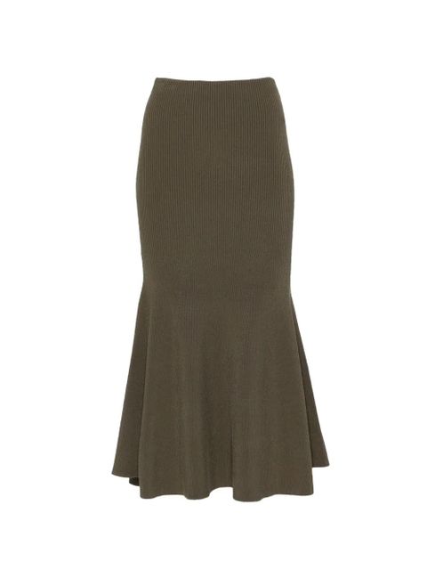 Self-Portrait ribbed-knit midi skirt - Green - zdjęcie produktu nr 1