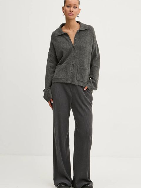 Abercrombie & Fitch kardigan z domieszką wełny kolor szary KI150-4223