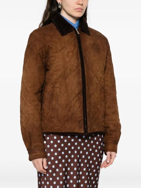 Miu Miu quilted-design corduroy-collar jacket - Brown