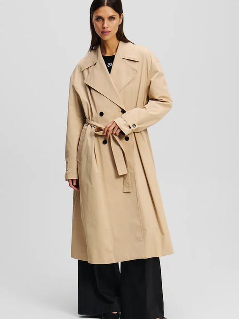 Karl Lagerfeld trencz damski kolor beżowy przejściowy dwurzędowy A2W15009 - zdjęcie produktu nr 1