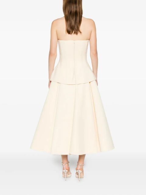Solace London Ada strapless peplum midi dress - Neutrals