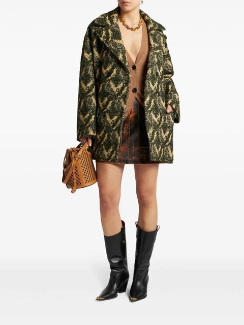 ETRO distressed-finish leather mini skirt - Brown