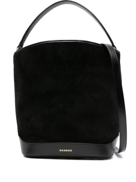 SANDRO suede-leather bucket bag - Black - zdjęcie produktu nr 1