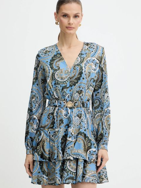 Guess sukienka CLARISSE kolor niebieski mini rozkloszowana W5BK53 W2770 - zdjęcie produktu nr 1