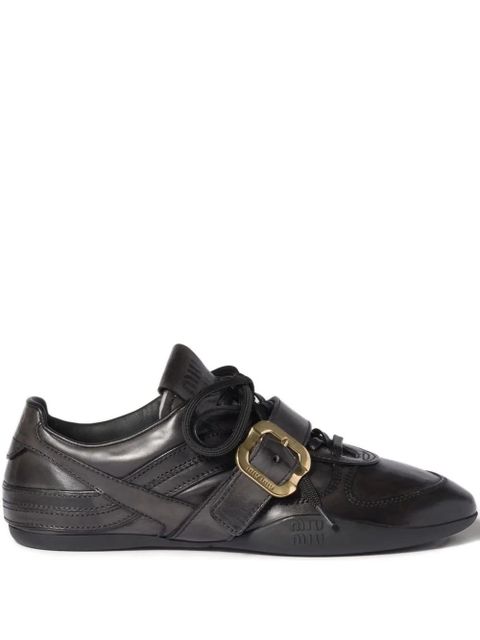 Miu Miu buckle-strap leather sneakers - Black - zdjęcie produktu nr 1