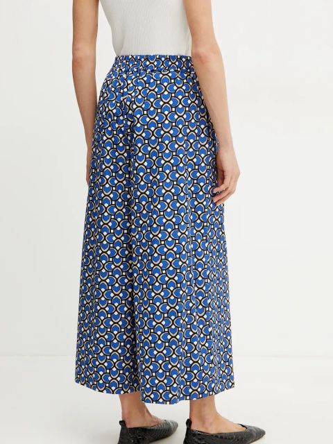 Weekend Max Mara spodnie bawełniane damskie kolor niebieski szerokie high waist 2515131102600