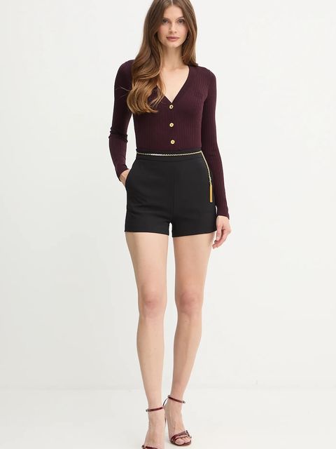 Elisabetta Franchi szorty damskie kolor czarny gładkie high waist SH01757E2