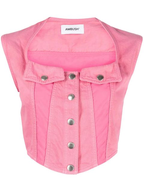 AMBUSH cropped denim top - Pink - zdjęcie produktu nr 1
